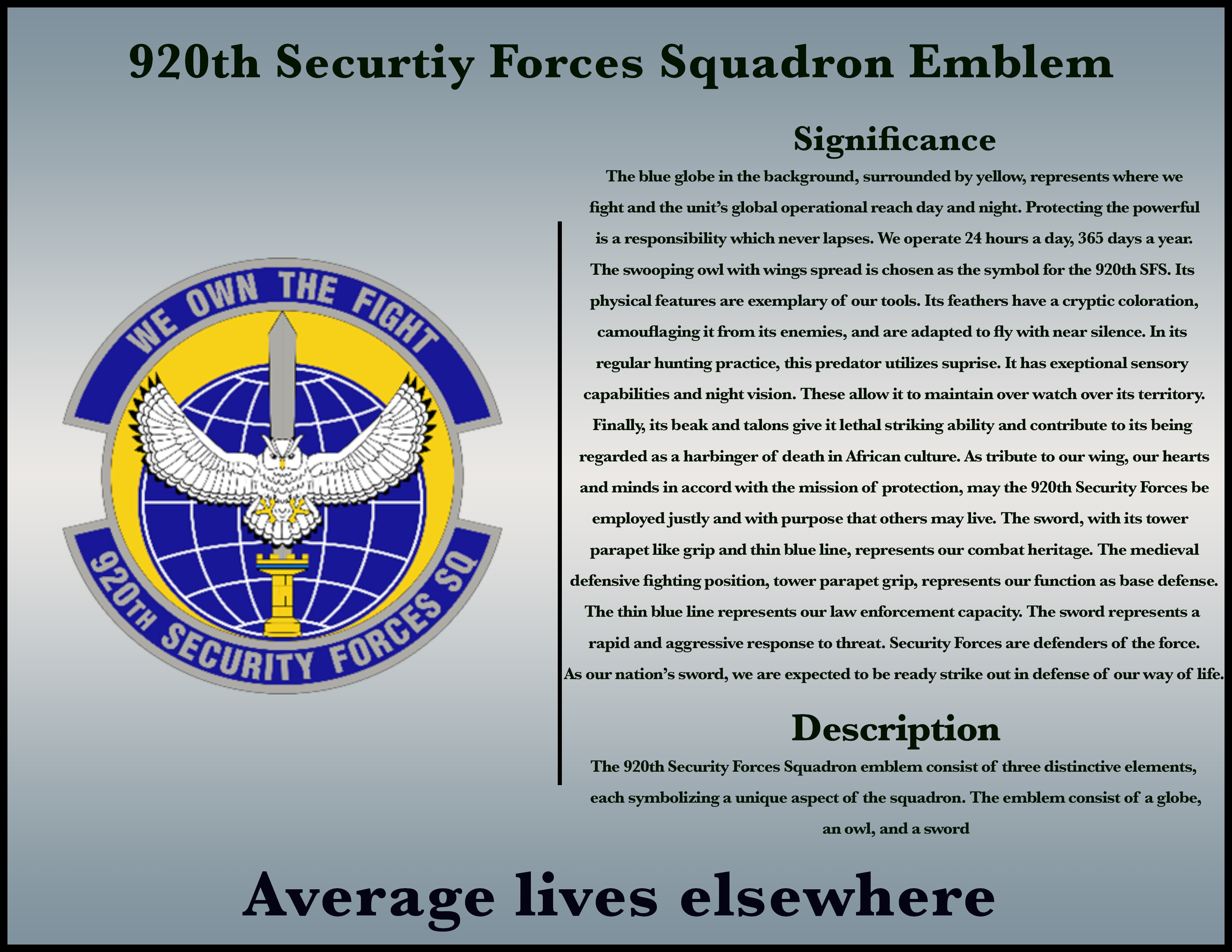 920th Security Forces Squadron shield Significance